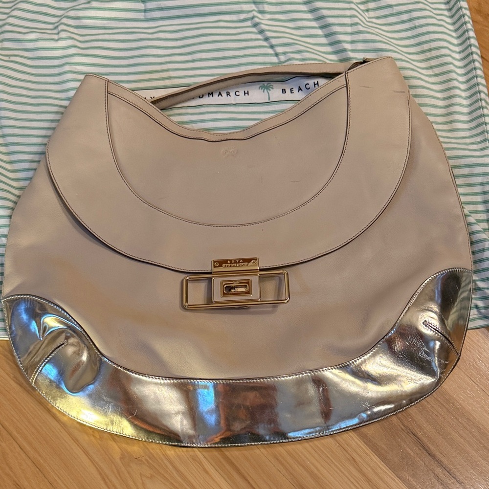 Anya Hindmarch Beige and Silver Women's Shoulder Bag